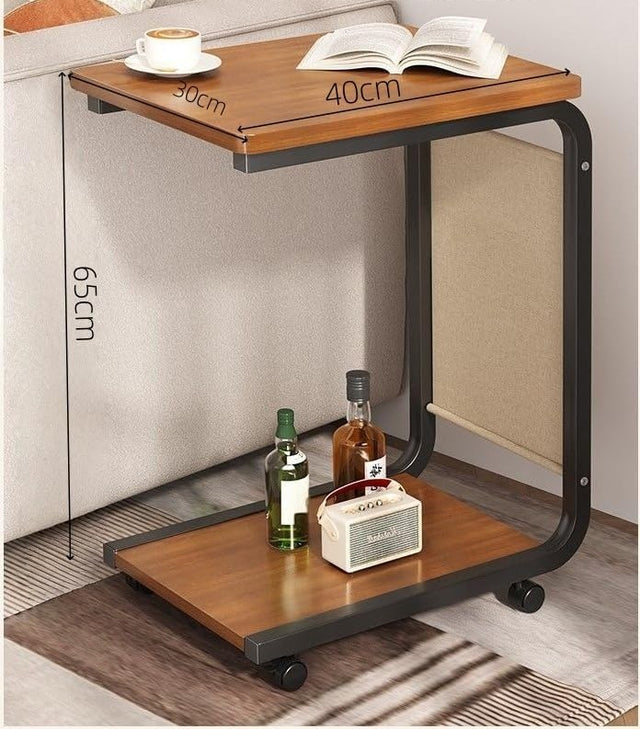 BUTLER sidobord med hjul i valnötslook