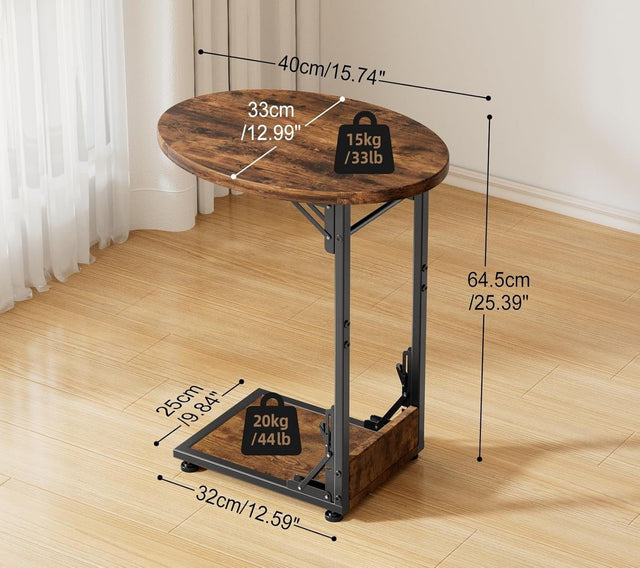 "CIRKEL" - Funktionelt, klassisk & justerbart sidebord til sofa & seng. Lav model! - Seniorpleje - Sengebord - Seniorpleje - SPL - Bom01 -