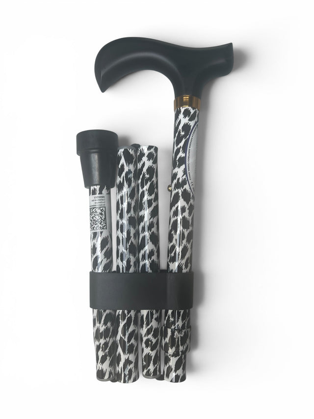 Foldbar zebra stok – Let, justerbar og skridsikker vandrestok i aluminium - Seniorpleje - Stokke - MOBIAK - MOK-0809261 - -