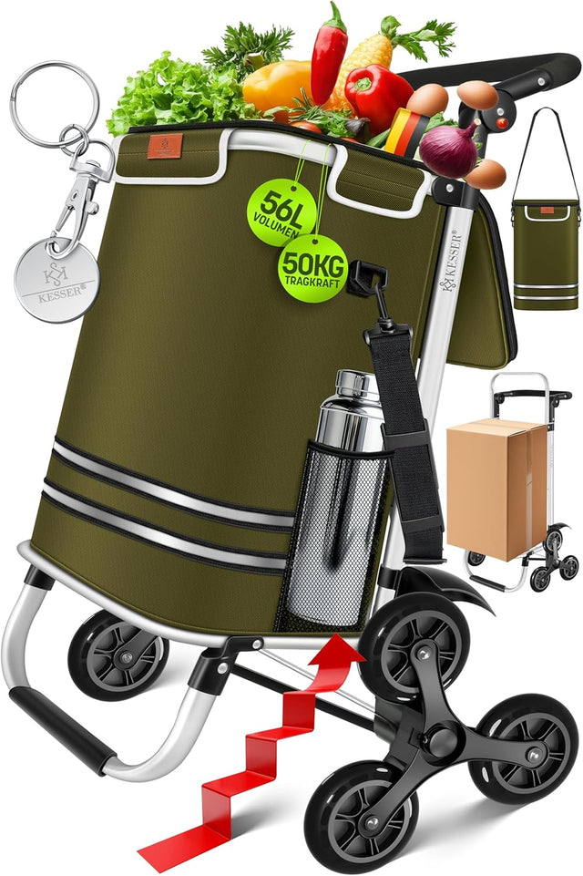 Indkøbstaske/ Shopper - Din Ultimative shopping løsning. Indbygget termorum - Seniorpleje - Indkøbsvogn - Shopper - Seniorpleje - SPL - KESS02 - Khaki grøn -