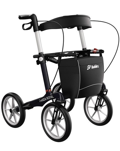 Panda Royal - Letvægtsrollator i kulfiber med store støddæmpende hjul (mørkelilla) - Seniorpleje - Udendørs rollator - Mobilex - MBX - 312602 -
