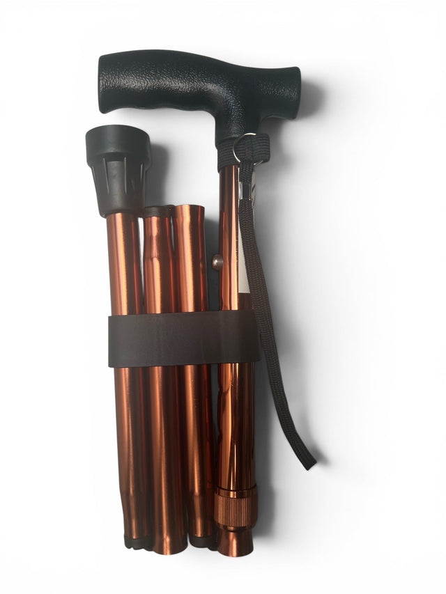 Foldbar stok i bronze –Let, justerbar og skridsikker vandrestok - Seniorpleje - Stokke - MOBIAK - MOK-0806523 -  - 
