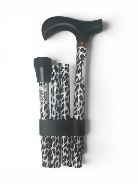 Foldbar zebra stok – Let, justerbar og skridsikker vandrestok i aluminium - Seniorpleje - Stokke - MOBIAK - MOK-0809261 -  - 