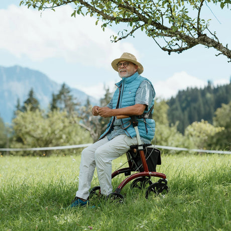 Saljol Aluminium-rollator – Rød (6,4 kg) - Seniorpleje - Udendørs rollatorer - 