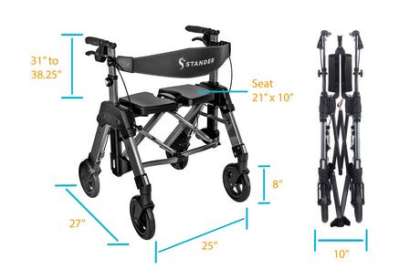 WONDER XXL Rollator – Op til 204 kg - Seniorpleje - Udendørs rollatorer - RST-W4360BW
