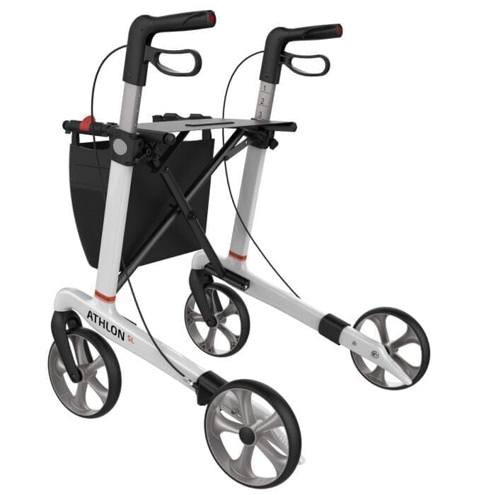 “ATHLON SL”, kulfiber rollator - Super lækker, smart og ultra let. Vejer kun 5,1 kg - Seniorpleje - Udendørs rollatorer - Rehasense - RHS-CRWHL600 - Hvid -62 cm. -