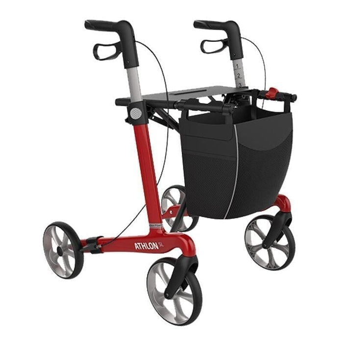 “ATHLON SL”, kulfiber rollator - Super lækker, smart og ultra let. Vejer kun 5,1 kg - Seniorpleje - Udendørs rollatorer - Rehasense - RHS-CRWRL600 - Rød -62 cm. -