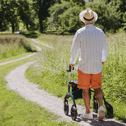 Luksus” kulfiber rollator -unikt tysk design og ultra letvægtsrollator. - Seniorpleje - Udendørs rollatorer - Saljol - SAJ-602024 - Midnats Blå - -