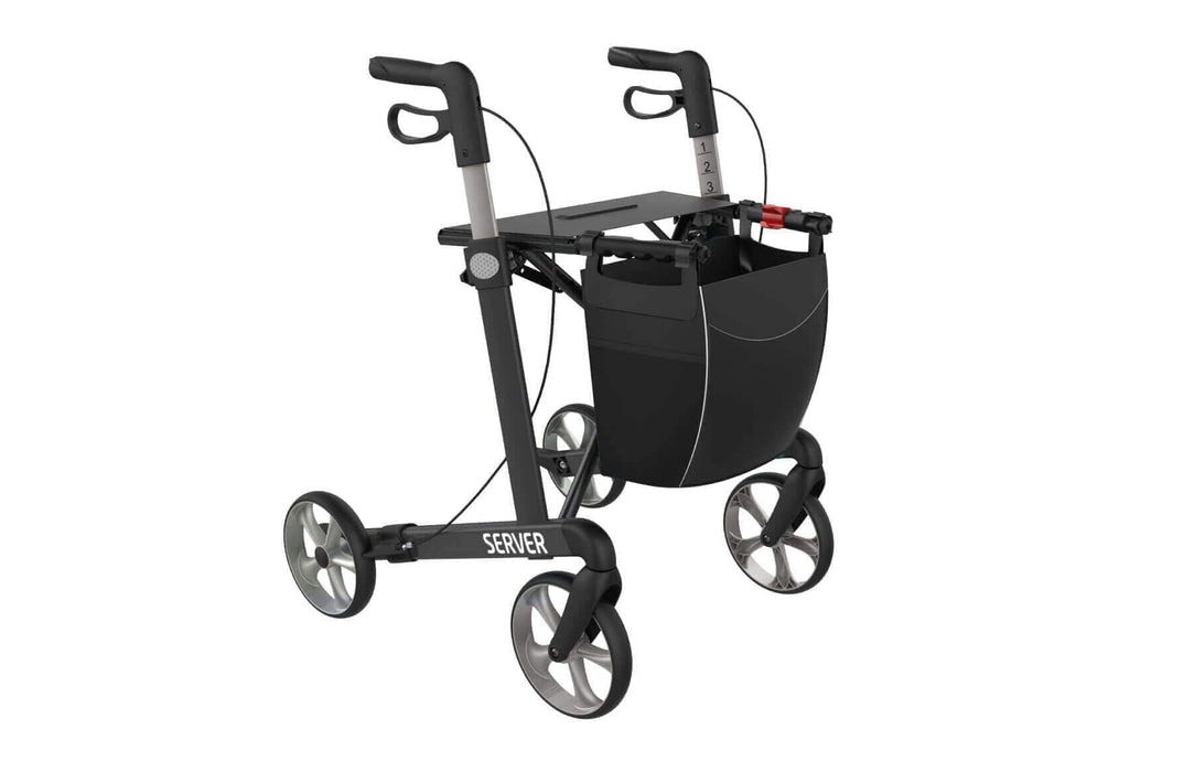 “SERVER” aluminium rollator - smart, let og klassisk. 6 flotte farver - Seniorpleje - Udendørs rollatorer - Rehasense - RHS-SRBKL600 - Large -Sort -