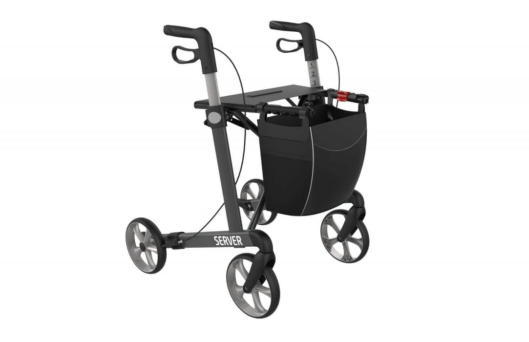 “SERVER” aluminium rollator - smart, let og klassisk. 6 flotte farver - Seniorpleje - Udendørs rollatorer - Rehasense - RHS-SRWHL600 - Large -Hvid -