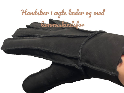 Varme handsker i ægte læder - Varm indvendig lammepels. UNISEX! Sort - Seniorpleje - Handsker - Seniorpleje - KAI-730807 - Medium (size 7) - -
